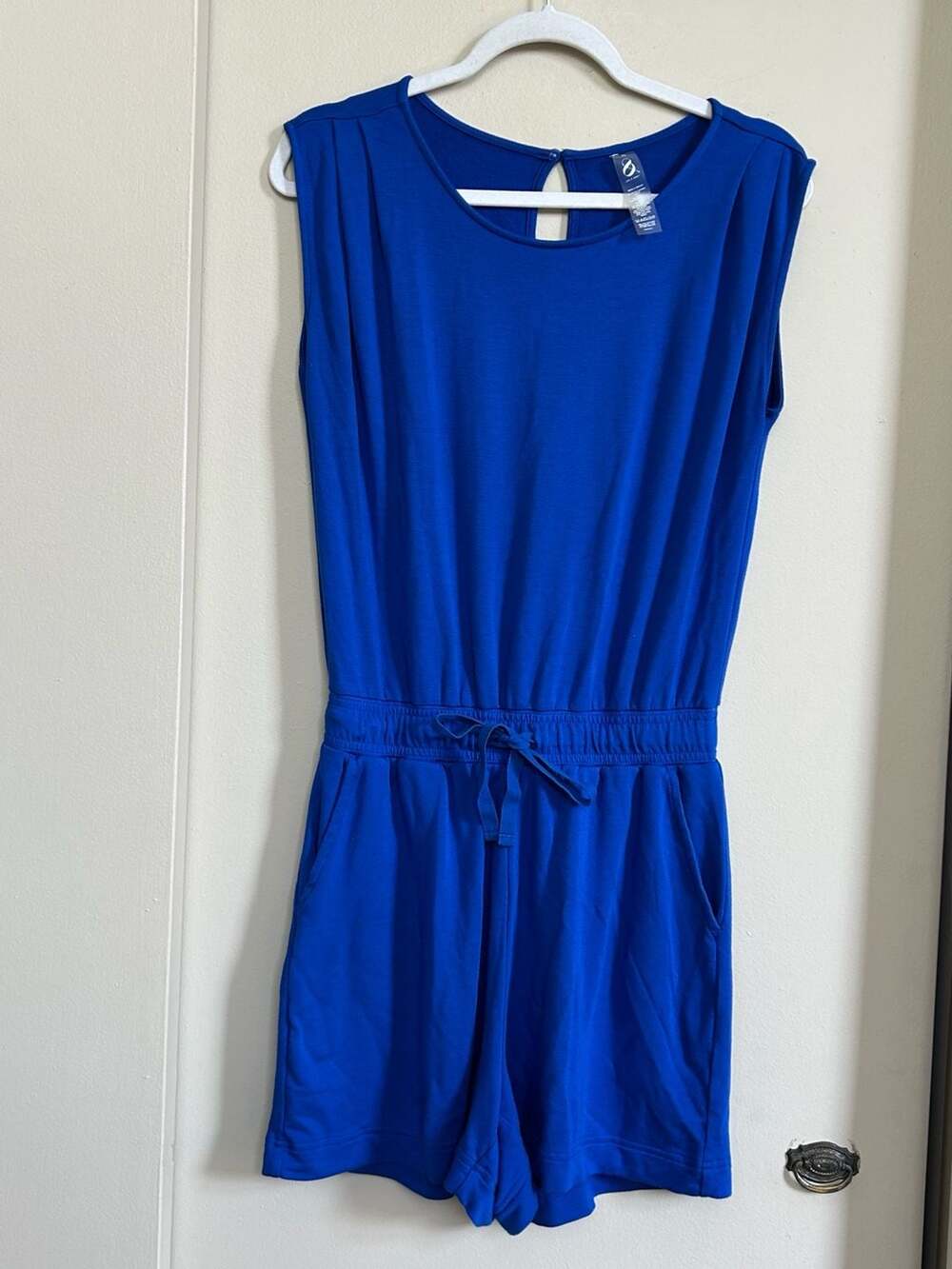 Lou & Grey Blue Sleeveless Drawstring Waist Short Romper XS